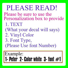 Custom Text Vinyl Decal Sticker Personalized Lettering ANY TEXT – ANY NAME {c30
