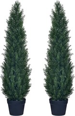 2 Packs 3ft Artificial Cedar Topiary Trees – Fake Boxwood Topiary Cypress Trees