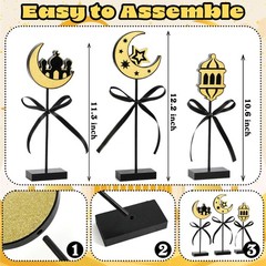 3 Pcs Ramadan Eid Mubarak Decorations Wooden Set, Islamic Ramadan Decorations…