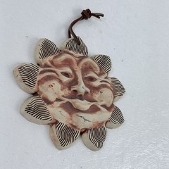 Vintage Terracotta Clay Sun Face Wall Hanging Plaque Celestial Southwestern