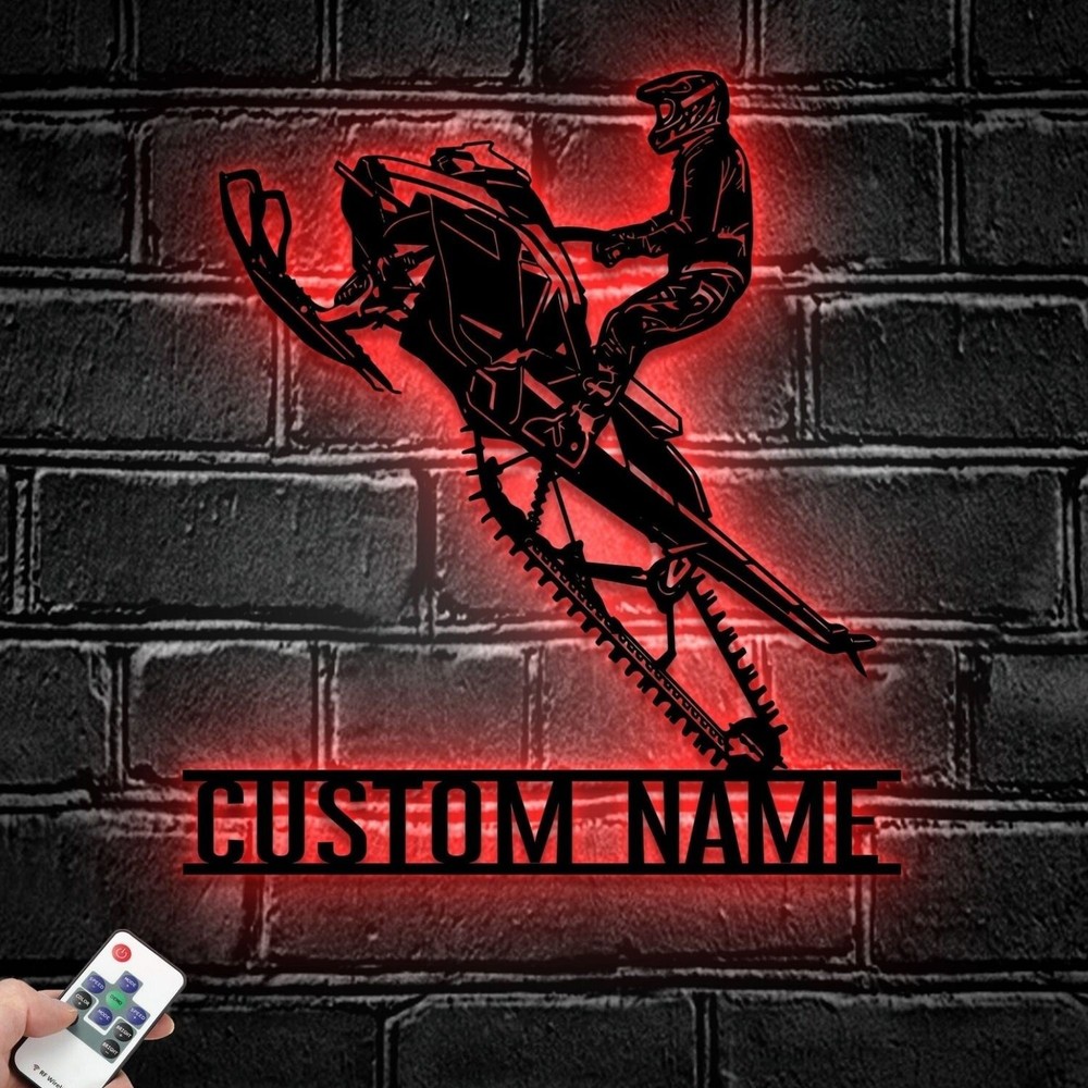 Personalized Snowmobile Metal Sign With LED, Custom Ski-Doo Name Decor
