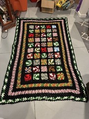 Rare Vintage Large 84×52 Handmade Granny Square Afghan Multi Color Throw Blanket