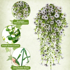 4x Artificial Flowers UV Resistant Outdoor Faux Plants for Hanging Basket Porch