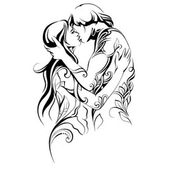 Love Couple Kiss Vinyl Wall Decal Couple Couple Adult Home Room Bedroom Sticker
