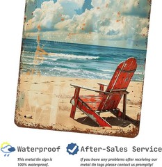 Retro Beach Metal Tin Sign Vintage Coastal Wall Decor for Home Bar Cafe 8×12
