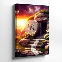 Wall Art Empty Tomb He Is Alive Christian Resurrection Canvas Print Modern Decor