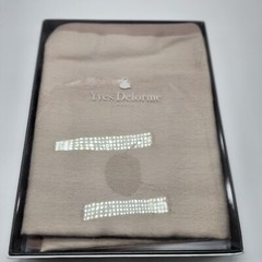 Yves Delorme Visible Beige Throw Blanket Baby Alpaca Border 51″x67″ Gift BOX NEW
