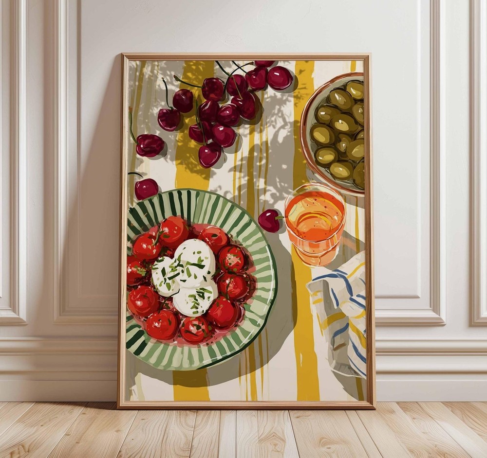 Mediterranean Kitchen Wall Art Print Food Still Life Poster. Unframed