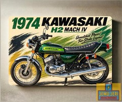 1974 Kawasaki H2 Mach IV Motorcycle Metal Poster 30x20cm Sign