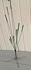 Vtg Rare Green Metal Cattails Grass Flower Frog MCM Kinetic Art Sculpture 37″H