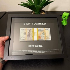 Motivational Money Frame »STAY FOCUSED’ cash motivational Gift Luxury Decor