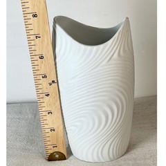 White Textured Ceramic Vase Sculptural Modern Asymmetrical Neutral Decor
