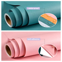 Macaron Thick Self-adhesive Wallpaper Solid Color Vinyl PVC Sticker Waterproof