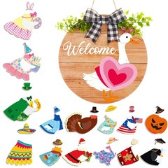 16 Pcs Interchangeable Goose Welcome Sign for Front Door Valentine’s Day 11.8…