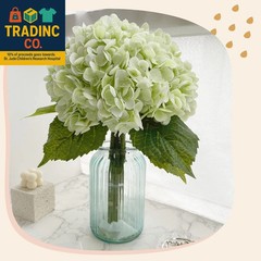 21In Light Green Artificial Hydrangea Flowers 5 Pcs Real Touch 3D Print Latex Fl