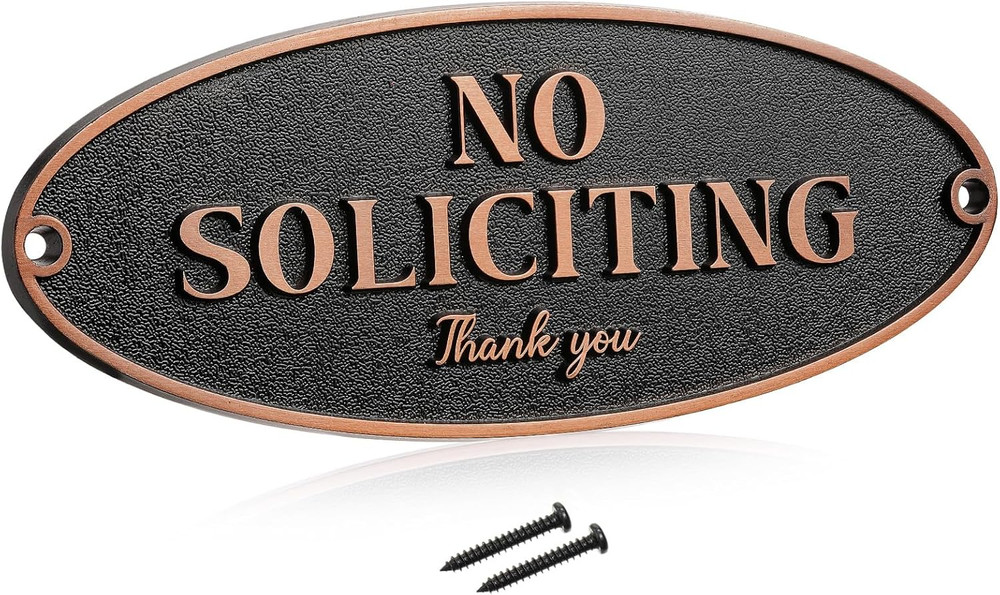 Brass No Soliciting Thank You Sign 2″ X 5″ Door Sign, No Soliciting Brass Plaque