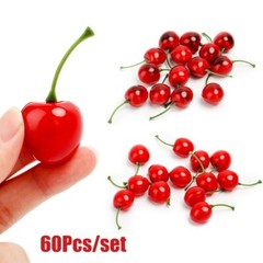 60pcs Artificial Cherry Fake Fruit Faux Food House Kitchen Wedding Party Decor