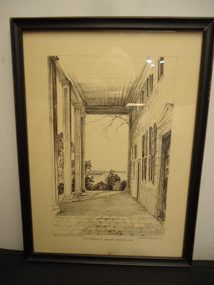 The Piazza at Mt. Vernon, VA 1930 by Elizabeth O’Neill Verner Framed Print