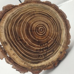 Handmade Wood Christmas Tree Medium Brown Turned Log Slice Base Tabletop Decor