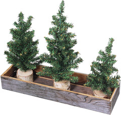 3 Pack Mini Canadian Pine Trees with Wood Bases Artificial Miniature