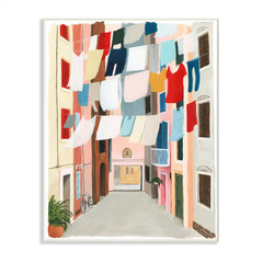 12.5 In. X 18.5 In. «Colorful Laundry Day Clothes Line between Apartments» by Gr