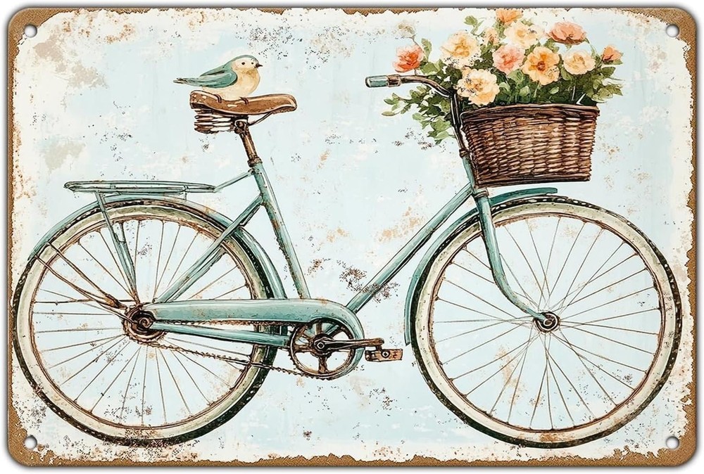 Vintage Bicycle Sign Aluminum Metal 8×12 Funny Garage Wall Decor