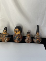 Lot Of 4 Vintage Etched Gourds See Pictures Details/wear