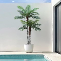 8ft Tall UV Resistant Faux Palm Tree, 96in Artificial Palm Tree Indoor Outdoo…