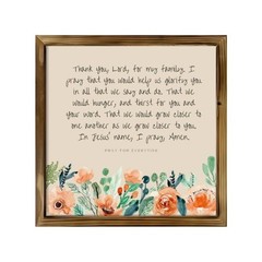 Floral Family Prayer Wooden Sign Farmhouse Christian Living Room Wall Decor