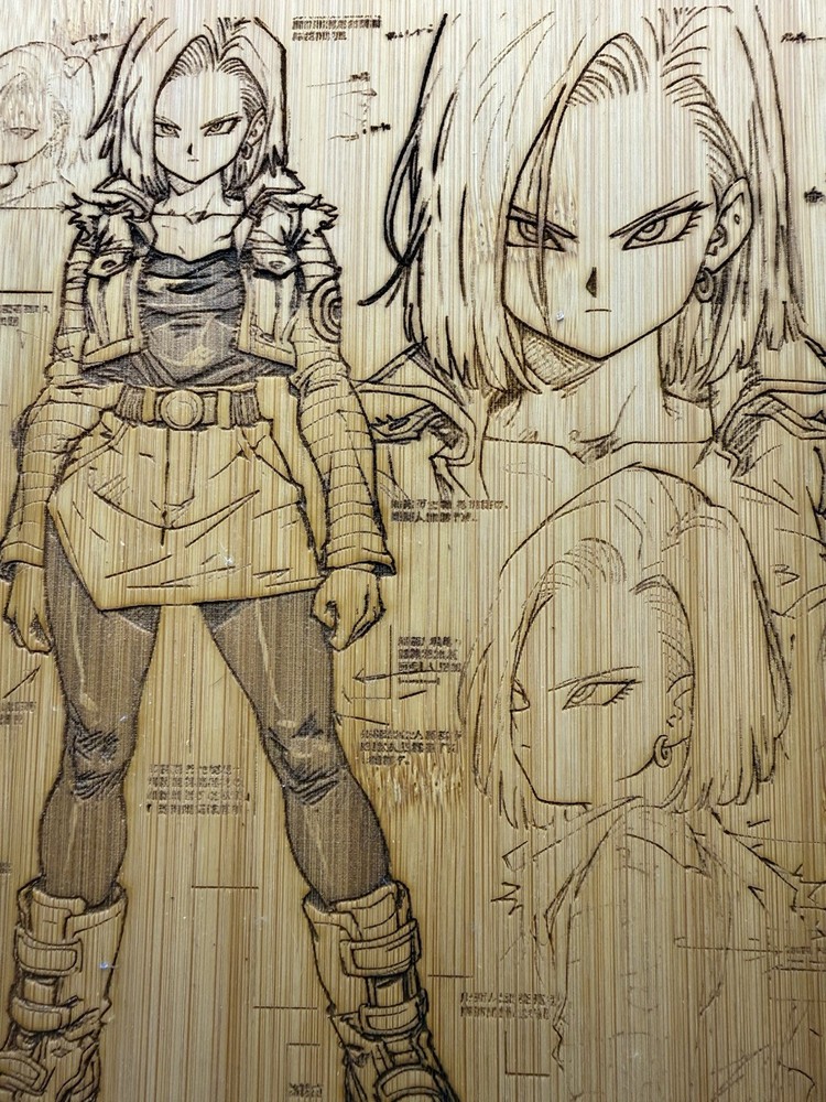 10×7 Android 18 Schematic Laser Engraving DragonBallZ Bamboo Board DBZ Anime