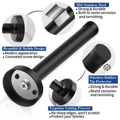 8 Inch Door Stop, Extra Long Stopper, Wall Mounted, Black 8 Inch,