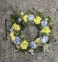 Blue And Yellow Hydrangea, English Ivy Everyday Spring Storm Door Wreath