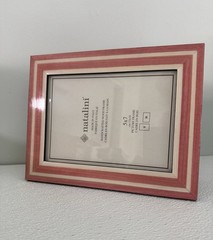 NEW Natalini Handmade 5 x 7″ Italy Lacquer Photo Picture Frame Wood Pink Cream