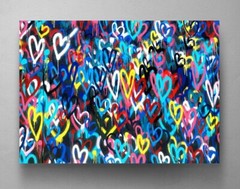 BANKSY LOVE HEARTS Wall Art Canvas Framed Print Graffiti Street Pop Art Gift