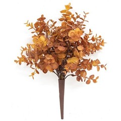 NEW PRIMITIVE Farmhouse BUSH Floral EUCALYPTUS 13″ H Fall MUSTARD Cottage Rustic