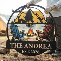 Personalized Camper Metal Sign Custom Cabin Camping Family Name Decor