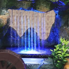 Mini Tabletop Water Fountain Rockery Waterfall w/ LED Light Table Decor Ornament