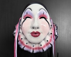 Cataya 8″ 1987 Pink Purple Clown Mardi Gras Jester Painted Face Mask