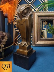 ART DECO BRONZE STATUE 1920’S STYLISED OWL FIGURINE SCULPTURE CUBIST BIRD FIGURE