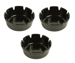 Set of Three Black Plastic Ashtrays-Deep Well-Resturant/ 4 inches,