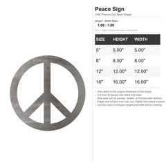 Peace Sign Steel Cutout Shape, Raw Metal Wall Art and Craft Supply