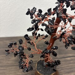 Vintage Tree of Life 10” Bonsai Black Stones Copper Wire Chakra Feng Shui Boho