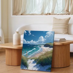 Coastal Beach Canvas Wall Art Ocean Waves Seagulls Summer Landscape Print Home