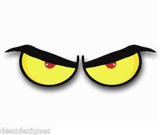 Eyeball Stickers ANGRY Decals 1 set pick a size width for each single eye