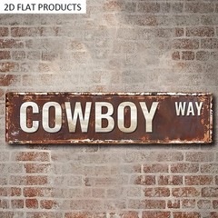 Vintage Cowboy Way Metal Sign Rustic Western Decor Retro Bar Man Cave Wall Art