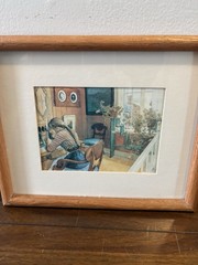 Vintage Framed Wall Art Print of “Letter-Writing» (1912) by Artist Carl Larsson