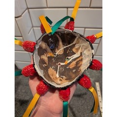 Handmade Mexican Sun Face Mask Folk Art Coconut Ribbon Decoration