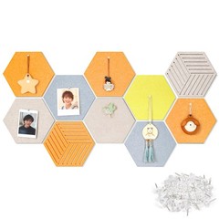 10 Pack 12 In Hexagon Felt Bulletin Cork Board Tiles Removable Adhesive Pushpins