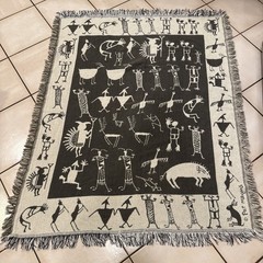 Goodwin Weavers Pat Meyers Throw Blanket Aztec 54” X54”Cocopelli Birds Animals
