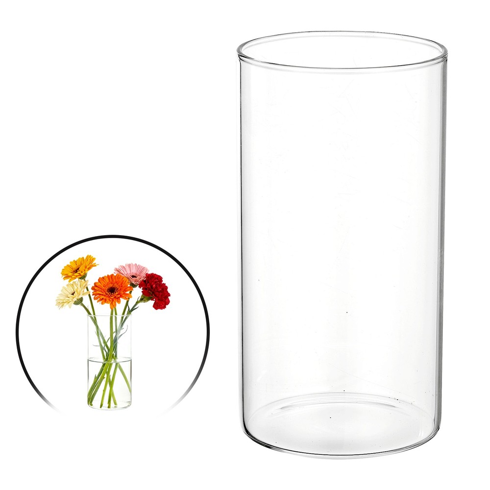 Clear Cylinder Vases 6 Inch Tall Glass Flower Vase for Table Decor 22oz